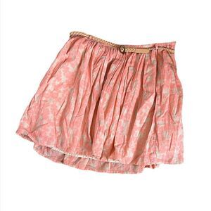 NWOT OLD NAVY Coral & Tan Cotton Braided Belted Flowy Mini Skirt 4